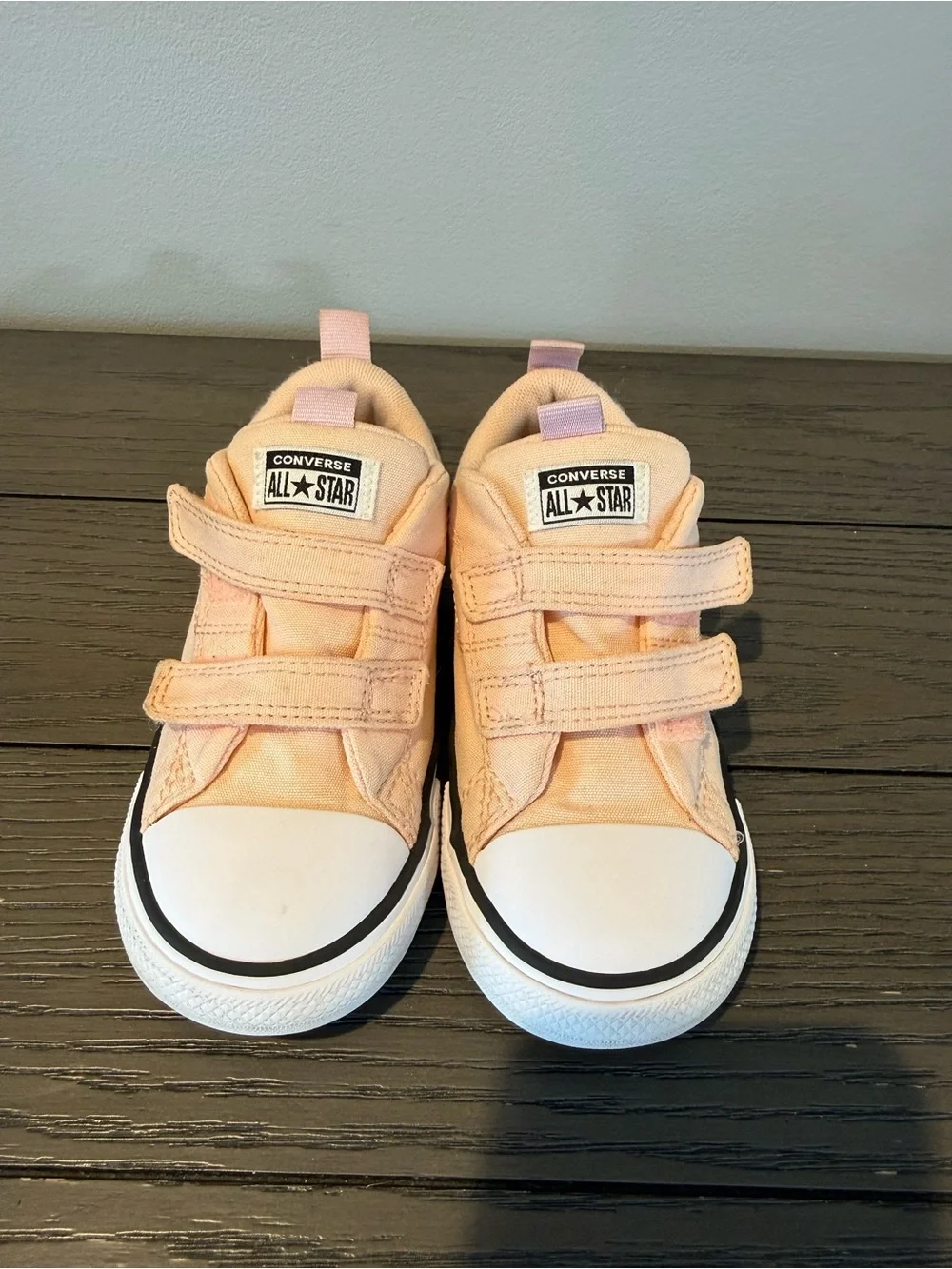 Converse Kids Peach Canvas Low-Top Sneakers with Hook-and-Loop Straps